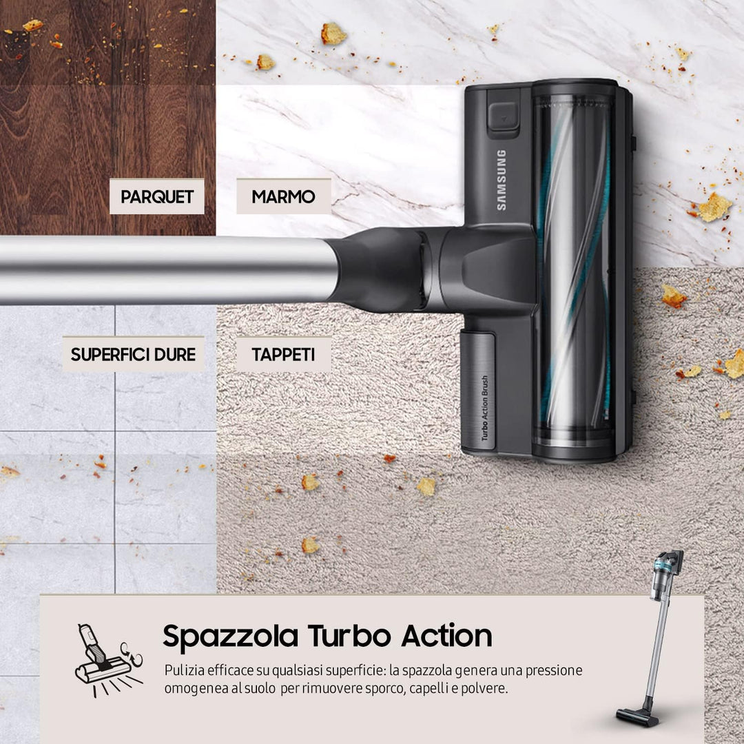 Samsung mit HEPA Filter Aspirazione VS20T7531T1/ET, Samsung Jet 75 Turbo, Silber Schwarz, 4 accessor