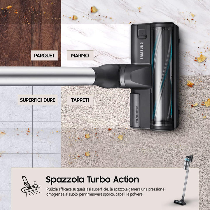 Samsung mit HEPA Filter Aspirazione VS20T7531T1/ET, Samsung Jet 75 Turbo, Silber Schwarz, 4 accessor