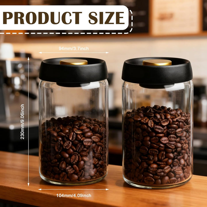 GBKDQQ 2 Stück Kaffeedose luftdicht 1800ml: Vakuumbehälter Glas, Kaffeebehälter luftdicht, Vakuumver