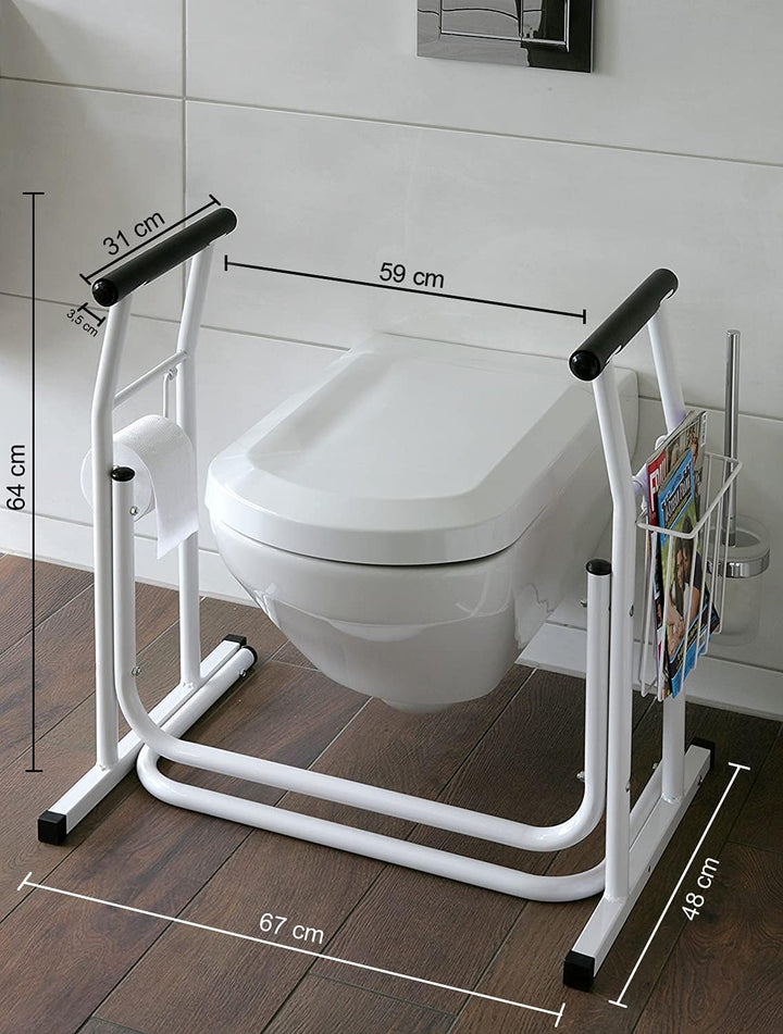 HeRo24 WC Aufstehhilfe – mobiles Toiletten-Stützgestell mit Haltegriff – Stützgriff für Bad &amp; WC – s