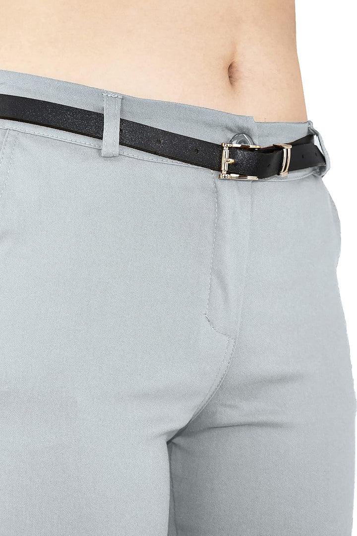 JOPHY & CO. Elastische Damen-Chino-Hose mit Gürtel (Artikelnummer: 3008) Regulär S Grau, Regulär S G