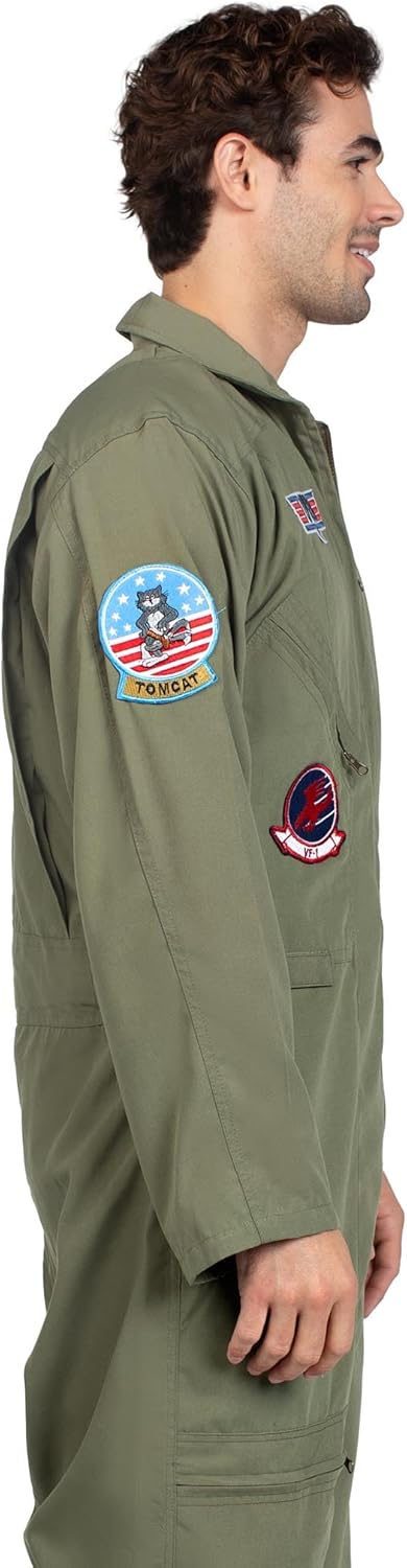 LEG AVENUE Herren Top Gun Flight Suit Costume Kost me in Erwachsenengr e, Khaki/Grün, XL EU XL Khaki