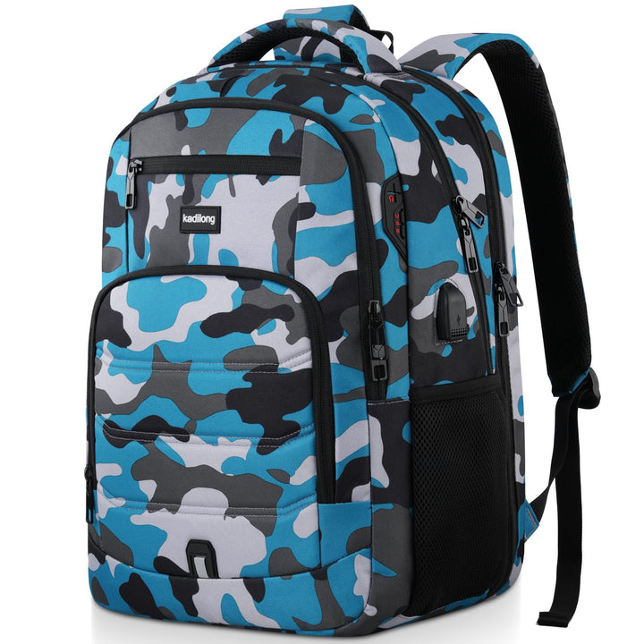 kadilong 15.6 Zoll Rucksack Laptop Herren,Schulrucksack Jungen Teenager Schulranzen Schule mit USB L