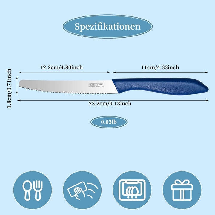 Classic Line Tafelmesser Set 12-teilig，23.2CM, Professionelles Tafelmesser aus Edelstahl wellenschli