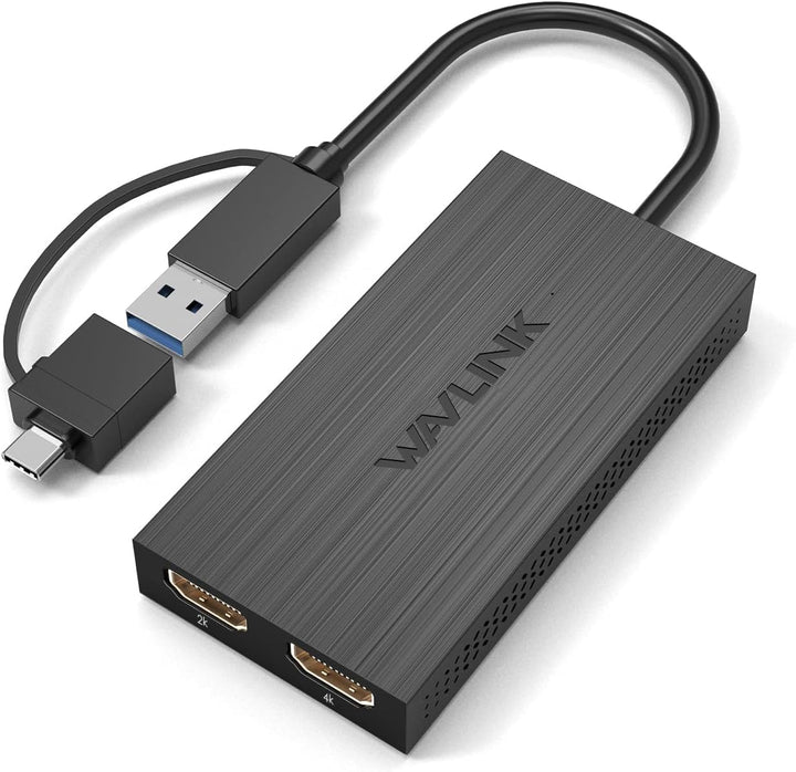 WAVLINK USB 3.0 oder USB C auf HDMI Adapter für Zwei Monitore, Universeller Video-Grafikadapter für