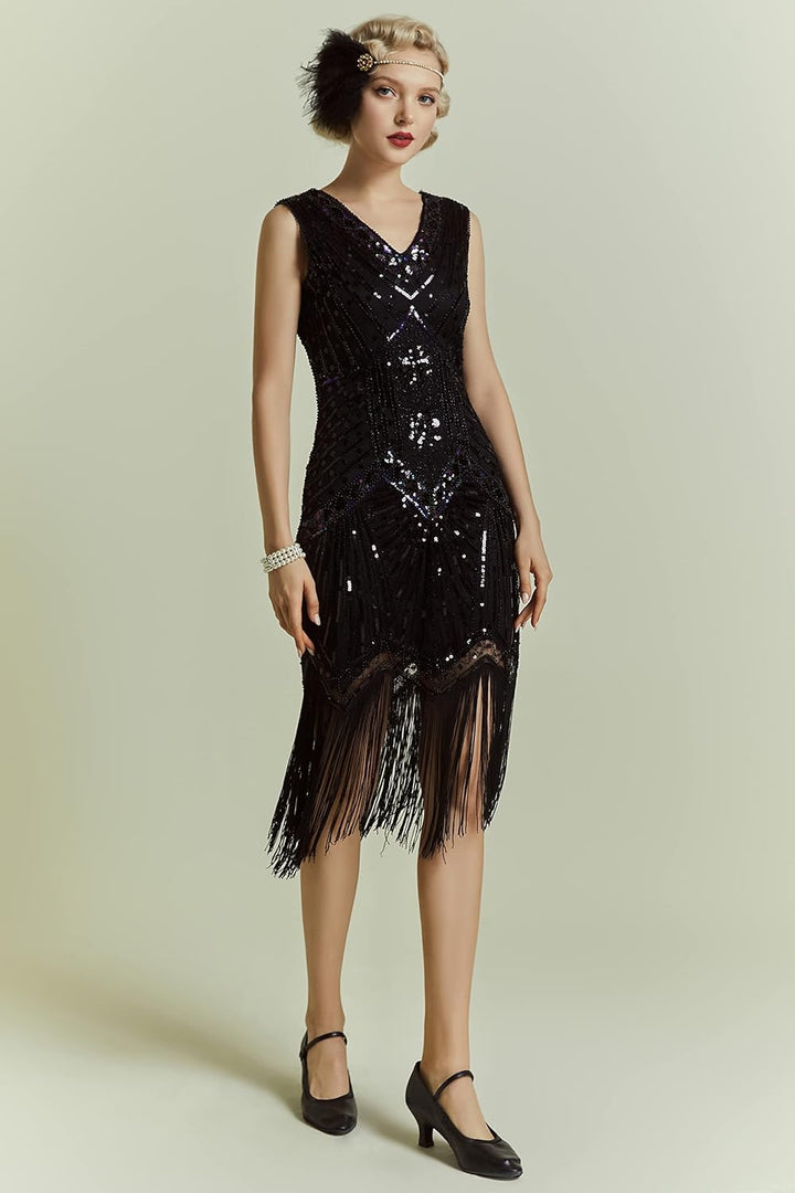 BABEYOND Damen Flapper Kleider voller Pailletten Retro 1920er Party Damen Kostüm Kleid Glamourös Sch