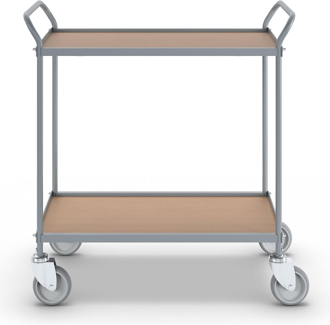 eurokraft | Servierwagen | Etagenhöhe 590 mm | 2 Etagen | mit 4 Lenkrollen | Rad-Ø 125 mm mit 4 Lenk