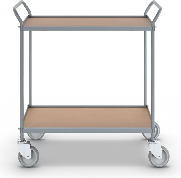 eurokraft | Servierwagen | Etagenhöhe 590 mm | 2 Etagen | mit 4 Lenkrollen | Rad-Ø 125 mm mit 4 Lenk