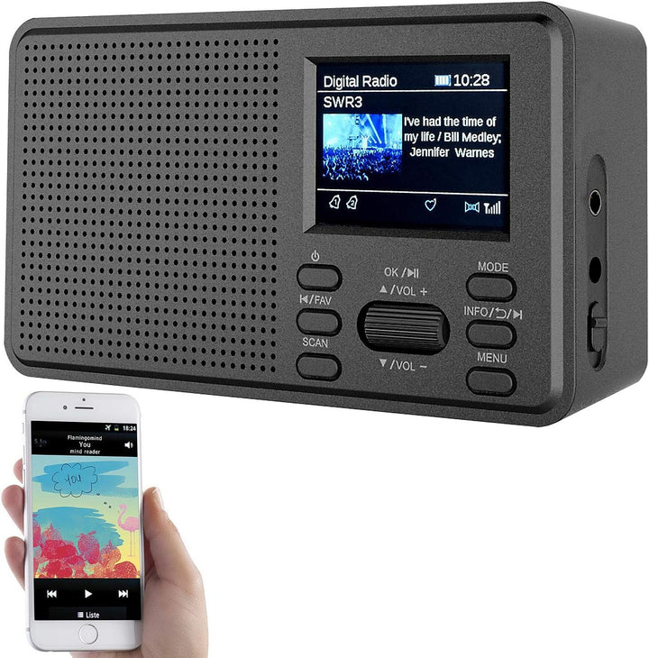 VR-Radio Digital Radio: Mobiles Digitalradio mit DAB+ und UKW, LCD-Farbdisplay, Wecker, 8 Watt (Mobi