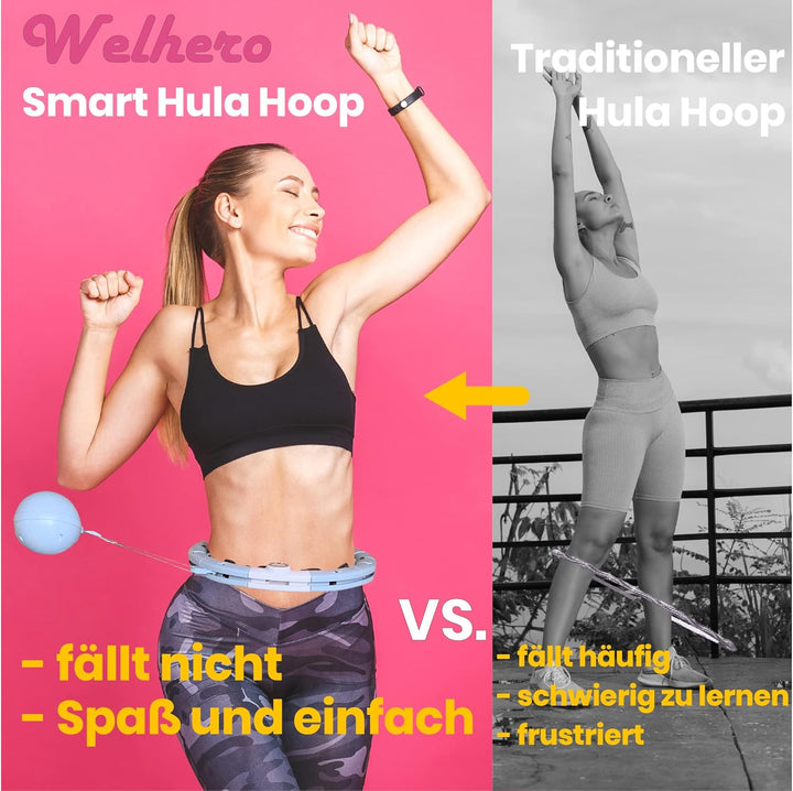 Smart Hula-Hoop Reifen Erwachsene & Anfänger - Einstellbare Grösse 66-121cm XXL - Leise Hulahuppreif