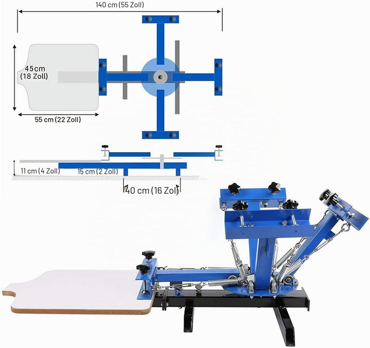 SDKEHUI Siebdruckmaschine 45x55cm Silk Screen Printing Machine 4 Farbe 1 Station Siebdruckmaschine D