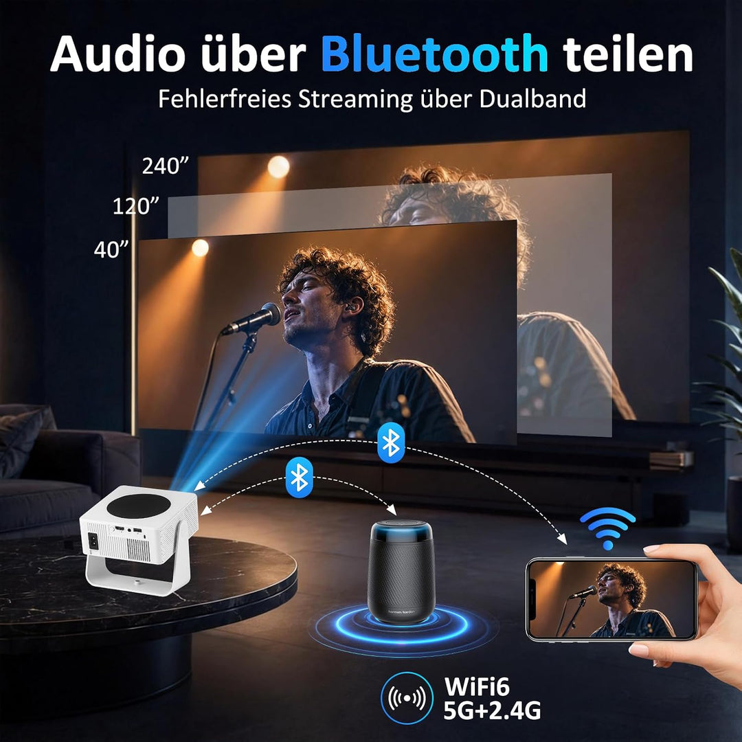 2026 Neuer Smart Mini Beamer Integrierte APP, Android 13, Full HD 1080P, unterstützt 4K-Decodierung,
