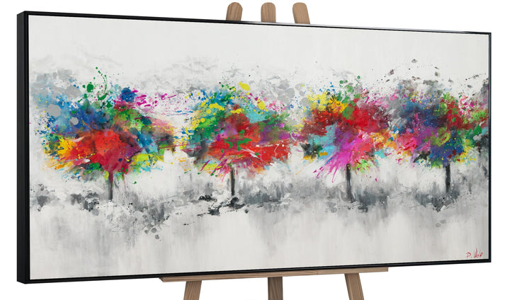 YS-Art Abstrakt Design Acryl Gemälde auf Leinwand bunter Wald handgemalt Wandbilder Wohnzimmer moder