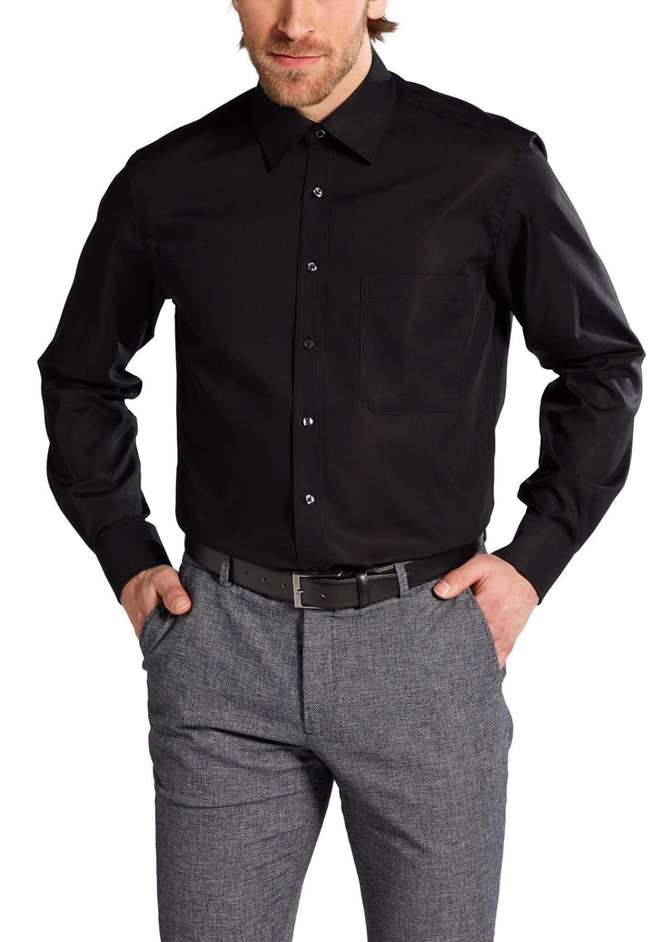 ETERNA Langarm Hemd COMFORT FIT Popeline unifarben 41 Kragen / 67 Ärmel Schwarz, 41 Kragen / 67 Ärme