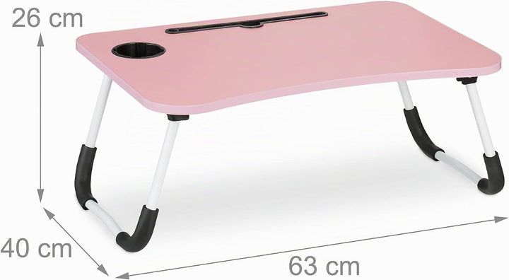 Relaxdays Laptoptisch für Couch, klappbar, Tablethalter, Getränkehalter, Betttisch, HxBxT 26 x 63 x