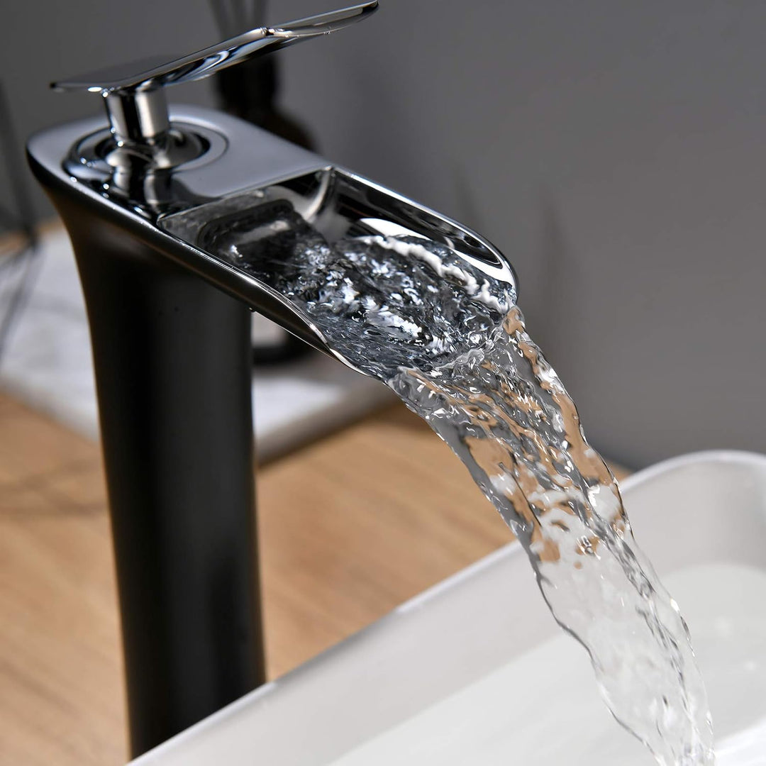 AIMADI Wasserhahn Bad Wasserfall Waschtischarmatur Hoch Badarmatur aufsatzwaschbecken Armatur Badezi