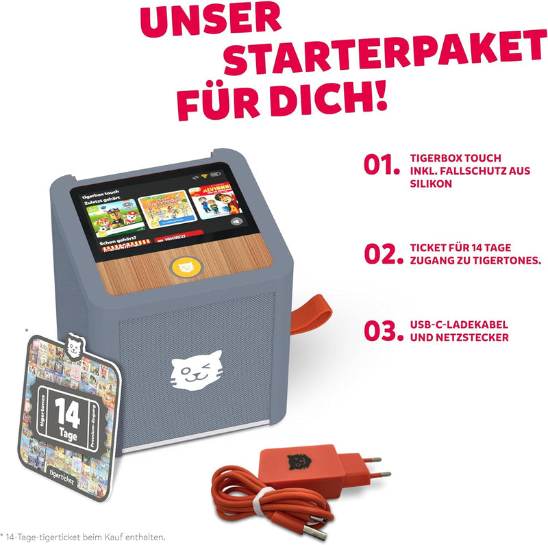 tigermedia tigerbox Startpaket grau Hörbox Audioplayer Kinder Hörspiel Hörbuch Lied für Kinderbeschä