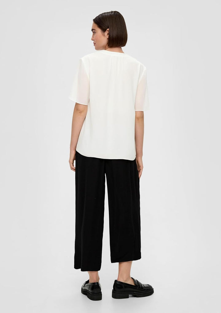 s.Oliver BLACK LABEL Bluse mit V-Ausschnitt, 34 Ecru
