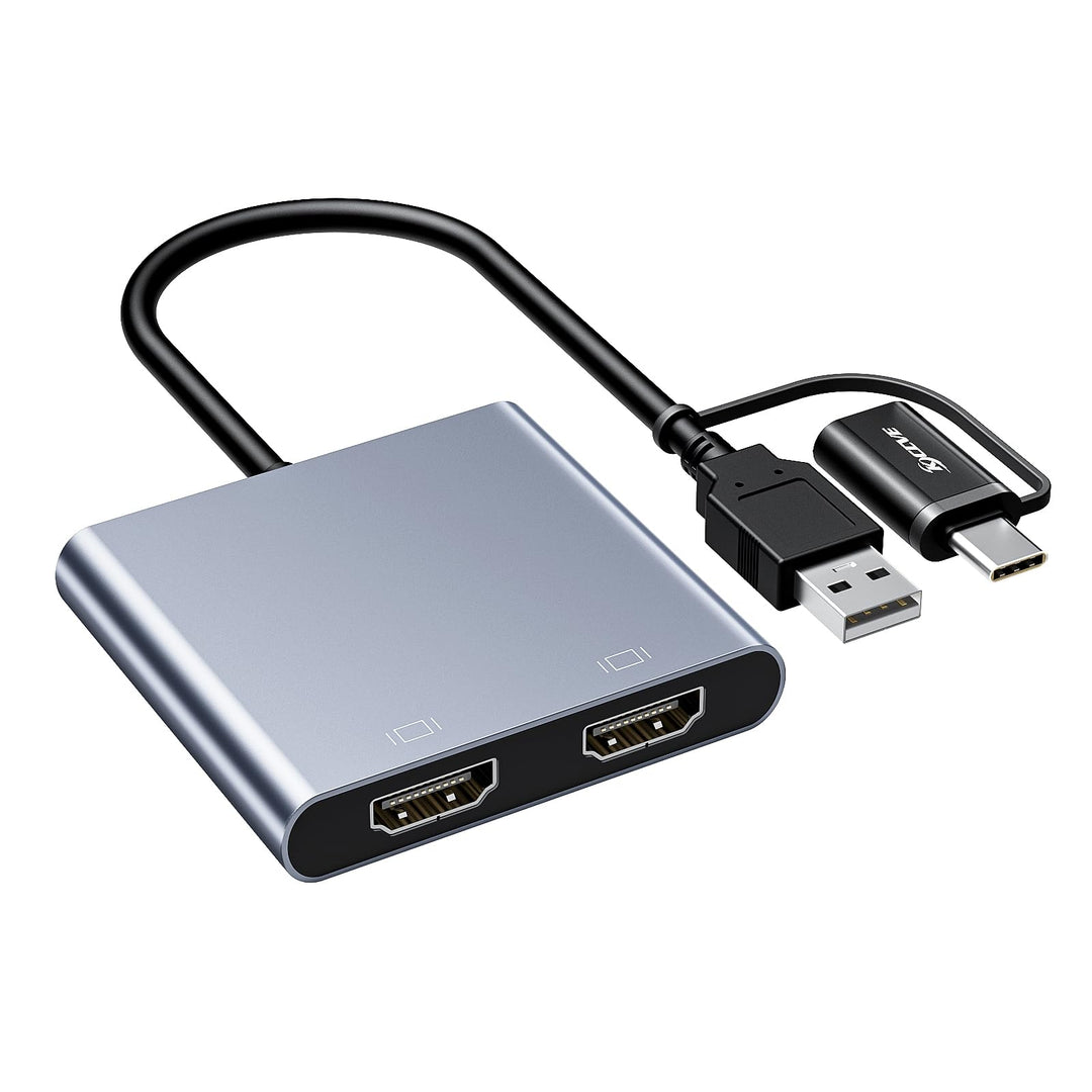 KCEVE USB zu HDMI Adapter für Zwei Monitore, USB C zu 2 HDMI -Multiport -Splitter erweiterter Displa