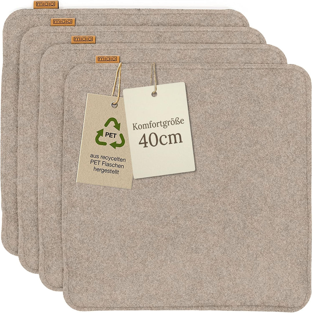 Miqio Design Sitzkissen Rechteckig aus Filz mit Antirutschnoppen | Nachhaltig aus recycelten PET Fla