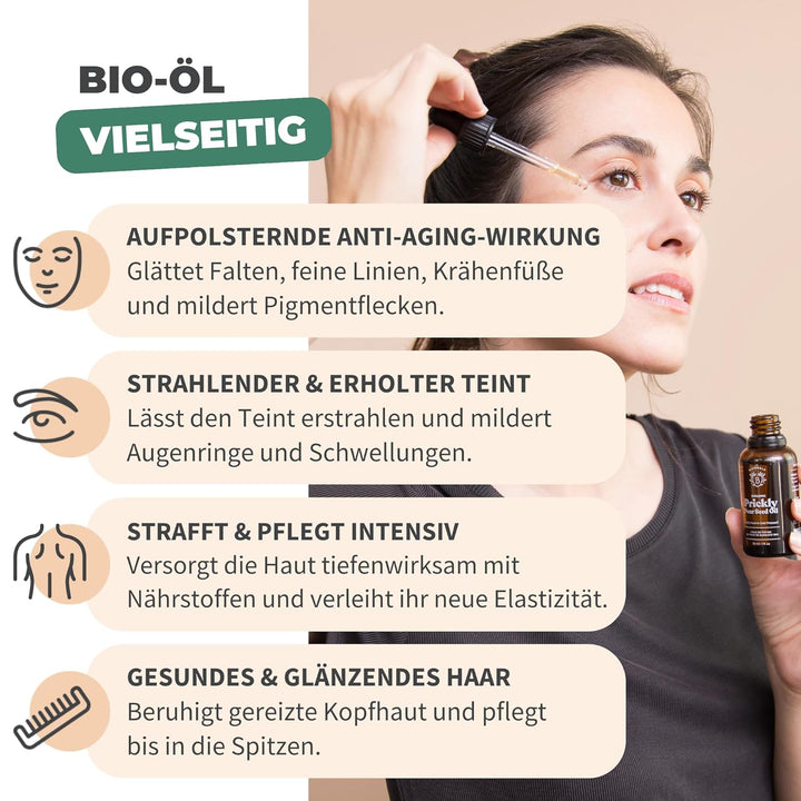 Bionoble Kaktusfeigenkernöl Bio 50ml - 100% Rein, Natürlich, Kaltgepresst - Gesicht, Körper, Haare,