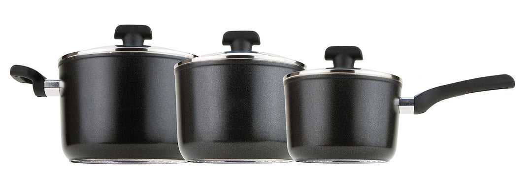Prestige Duraforge Aluminium 3 piece saucepan set-Black Kochtopf, Schwarz 3-Piece, 3-Piece