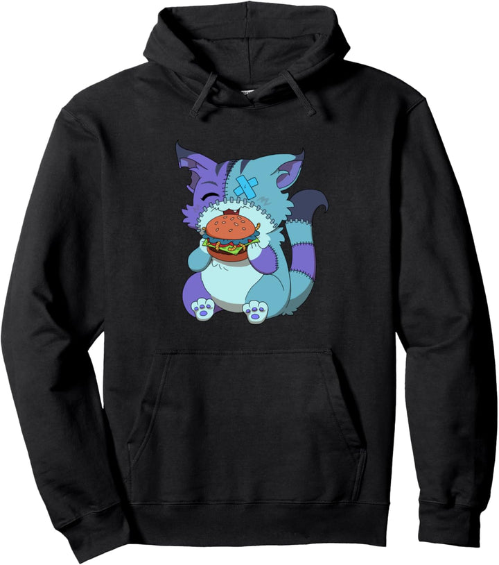 Japanische Kawaii Pastel Goth Anime Burger Cat Pullover Hoodie