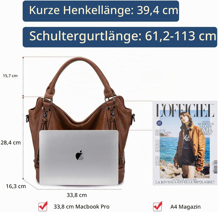 Realer Damen Handtaschen Mittel Shopper Lederhandtasche Schultertasche Umhängetasche Geldbörse Hobo