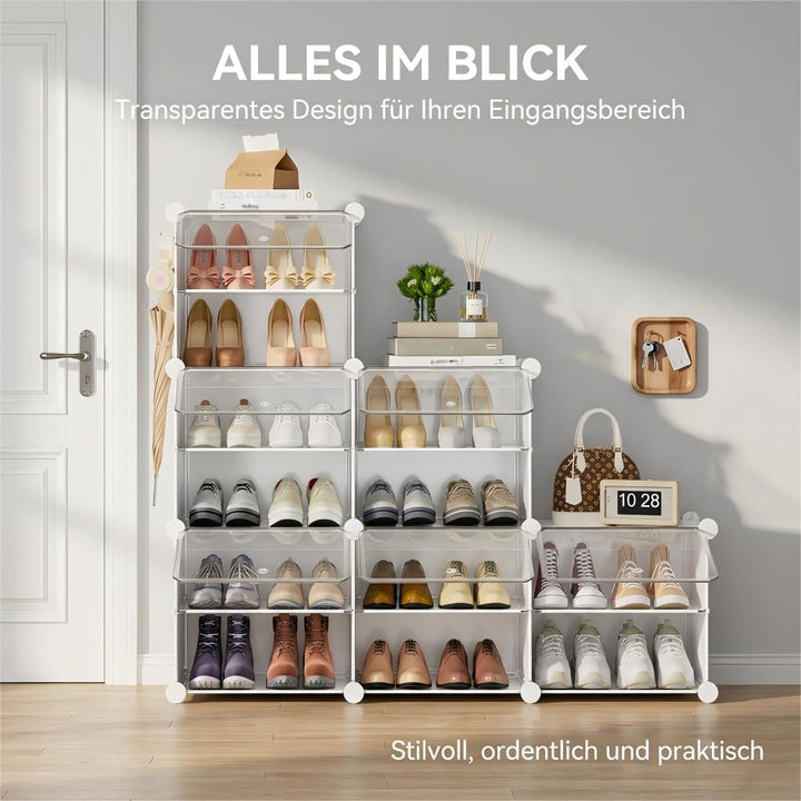 Schuhregal, Schuhschrank mit 12 Fächern, schuhregal hoch und schmal, schuhregal weiss, schuhschrank