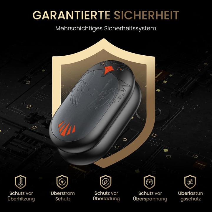 Handwärmer Wiederaufladbar 2 Pack, Elektrische Tragbare Taschenwärmer 2 in 1 Handwärmer mit 3 Heizmo