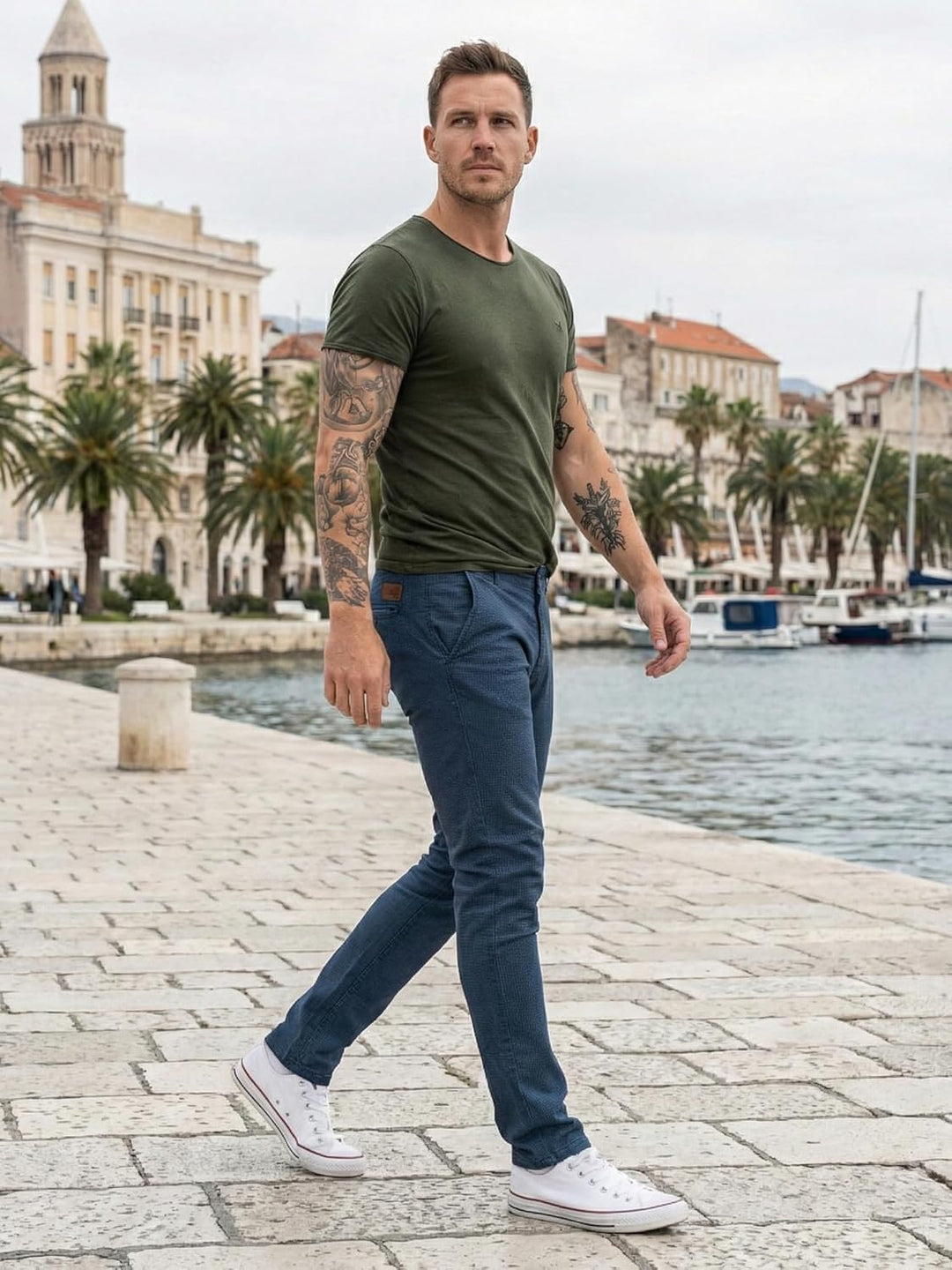 Rock Creek Herren Chino Hose Slim Fit Business Hosen RC-2154 29W / 30L Blau, 29W / 30L Blau
