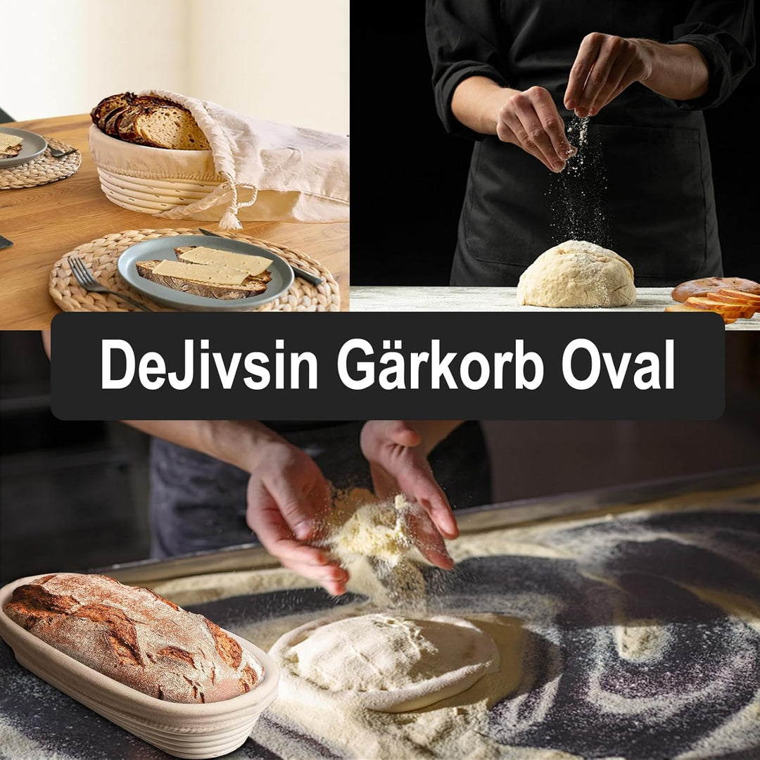 Gärkorb Oval 28cm, Gärkörbchen 1.2kg aus Peddigrohr, Brotbacken für Brot, Brot Backen Zubehör, Garkö