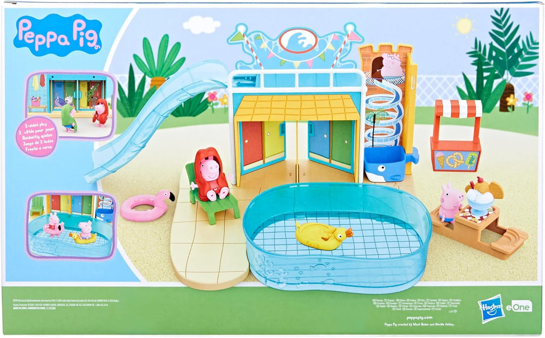 Peppa Pig Spielzeuge Schwimmbad-Spass mit Peppa, Spielset mit 15 Teilen und 2 Figuren, Kinderspielze