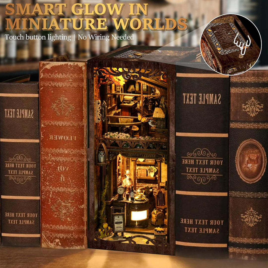 Book Nook Kit für Erwachsene - CRIOLPO DIY Miniatur Haus Holzpuzzle 3D Puppenhaus - Buchstütze für B