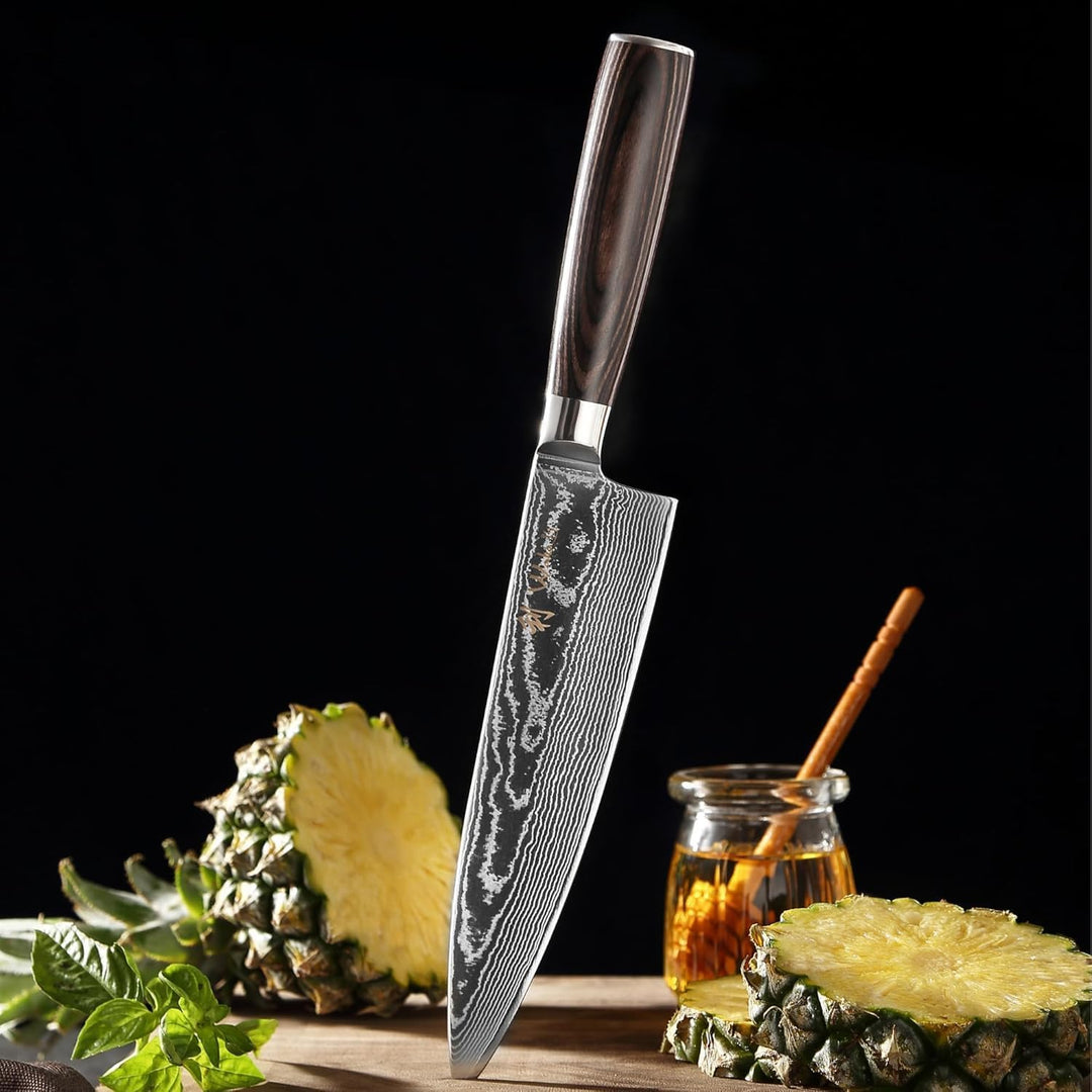 Wakoli EDIB Essentials Santoku Messer Küchenmesser Set (2-teilig) 30 & 24 cm Damastmesser aus 67 Lag
