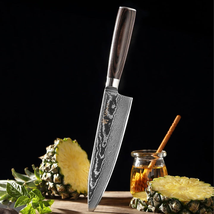 Wakoli EDIB Essentials Santoku Messer Küchenmesser Set (2-teilig) 30 & 24 cm Damastmesser aus 67 Lag