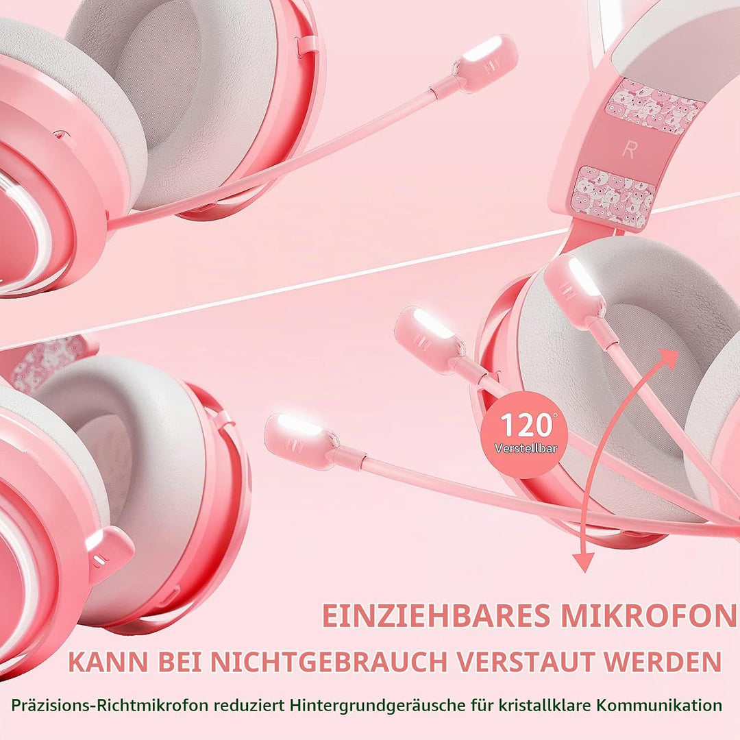 SOMIC Cat Ear Kopfhörer, 2.4GHz Wireless Gaming Headset für PS4/5, PC, Bluetooth Headset für Smartph