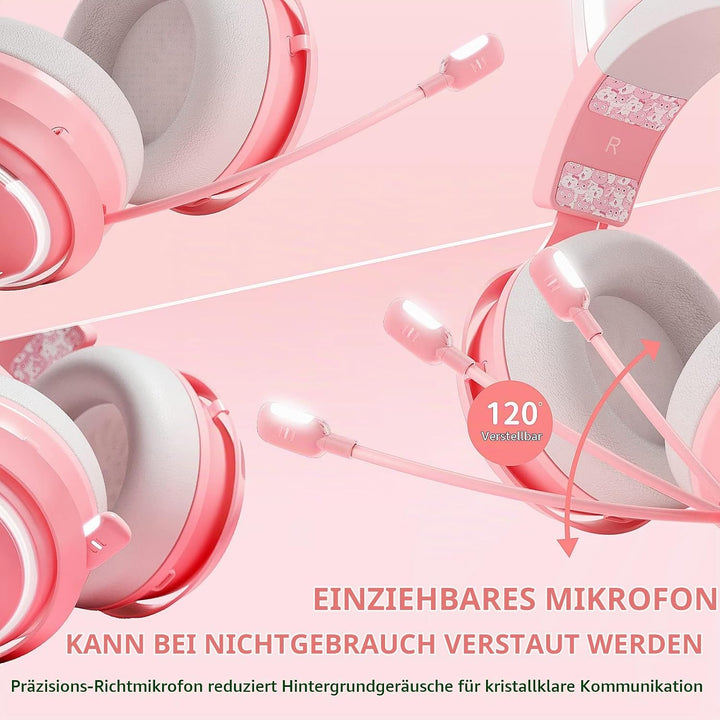 SOMIC Cat Ear Kopfhörer, 2.4GHz Wireless Gaming Headset für PS4/5, PC, Bluetooth Headset für Smartph