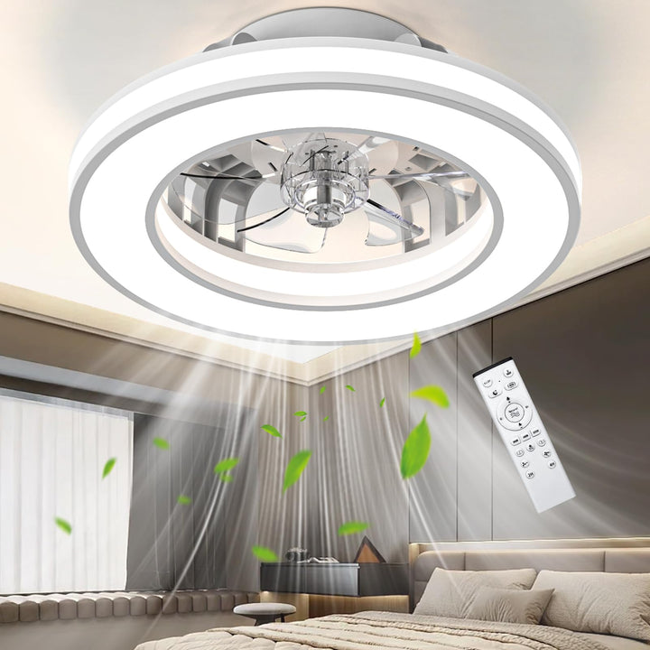 Ateroll Deckenventilator mit Beleuchtung Ø41.4CM, Deckenventilator mit Licht Dimmbar (3000K-4000K-65