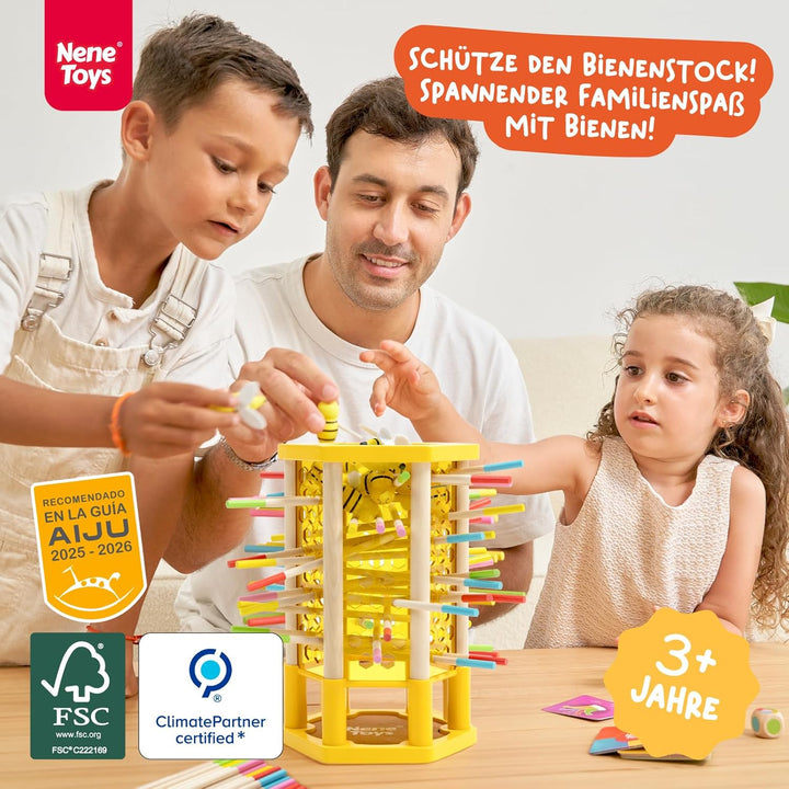 Nene Toys BEEFALL, 4-in-1 Lernspiel mit Bienen, Montessori Spielzeug ab 3 Jahren mit bunten Stäben,