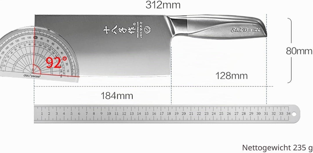 SHI BA ZI ZUO Chinesisches Gemüsemesser 7-Zoll-Slicer-Messer mit Stahlgriff Küchenmesser zum Schneid