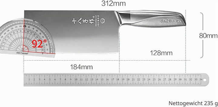 SHI BA ZI ZUO Chinesisches Gemüsemesser 7-Zoll-Slicer-Messer mit Stahlgriff Küchenmesser zum Schneid