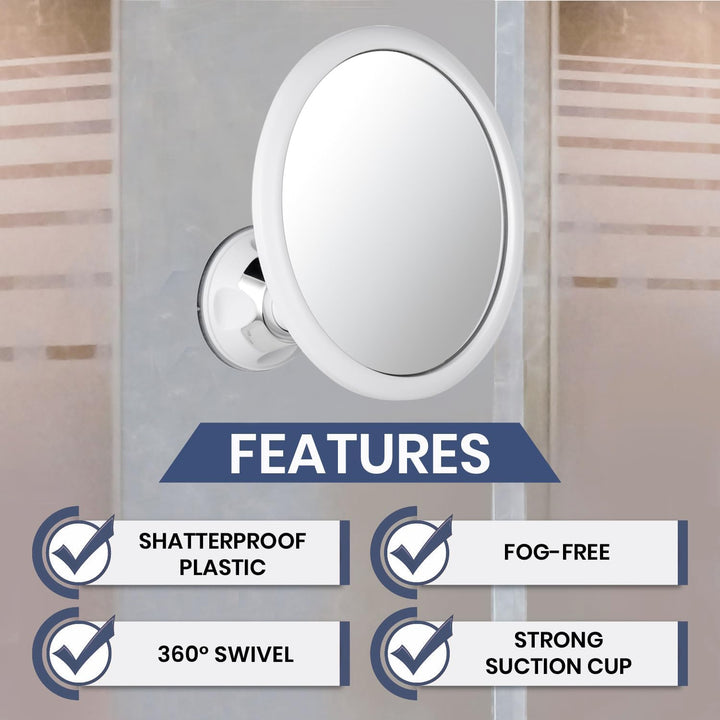 Mirrorvana Kleiner Duschspiegel antibeschlag und bruchsicher, runder Wandspiegel mit starkem 360° Sa