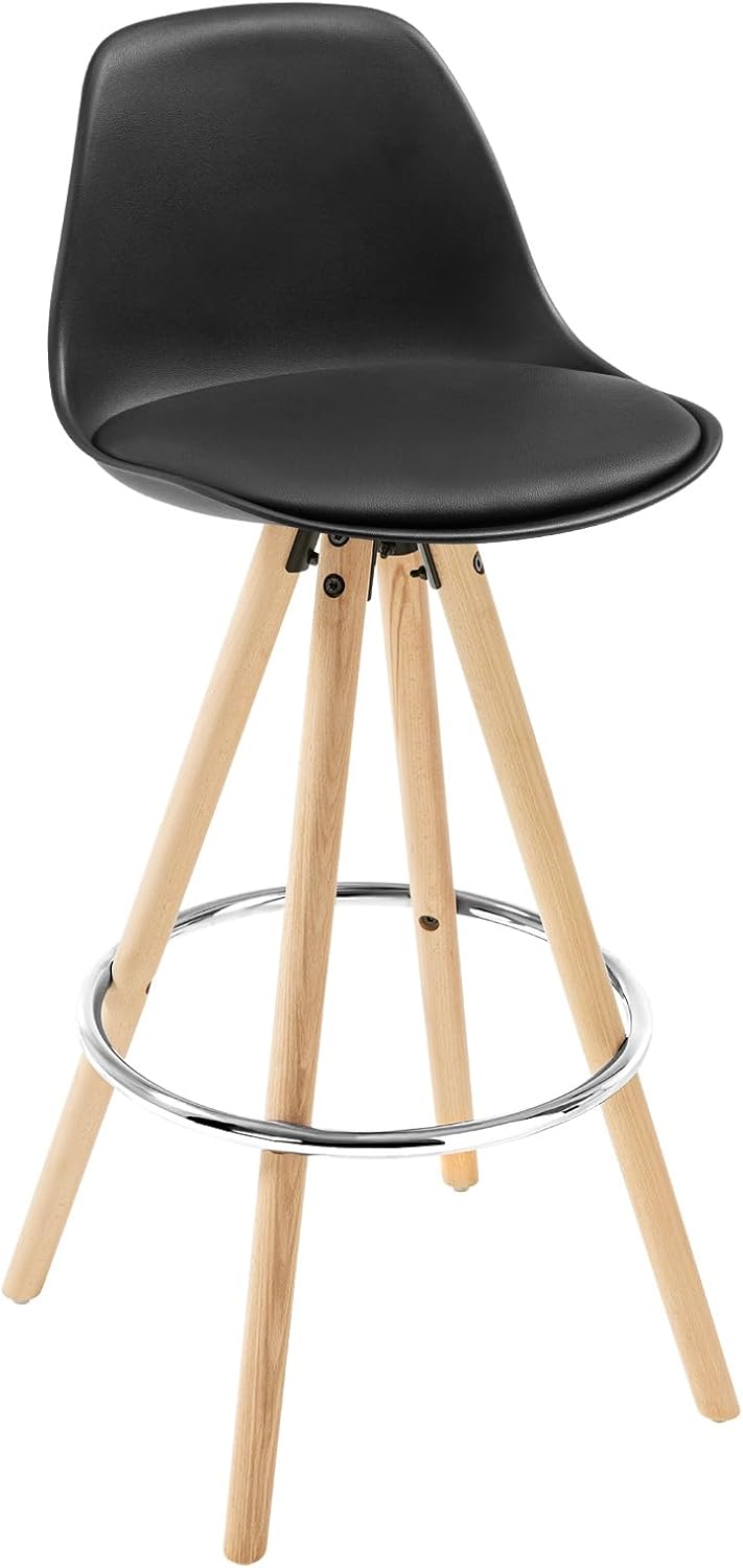 WOLTU Barhocker 2er Set Barstuhl aus Kunststoff Holzgestell mit Lehne + Fussstütze Design Stuhl Küch