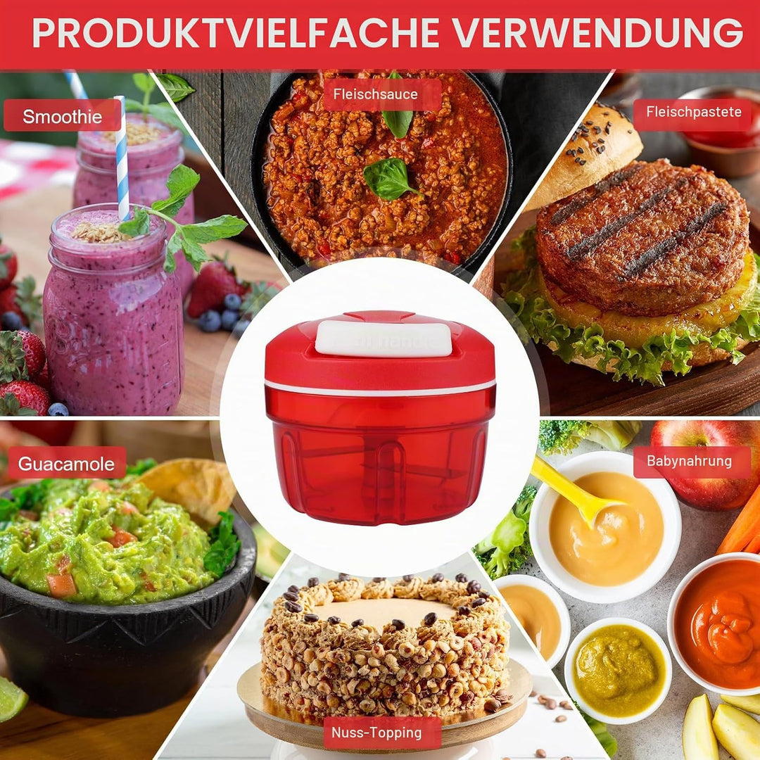 Zwiebelschneider, 300ML Zwiebel Zerkleinerer Mit Kordelzug, Zerkleinerer Manuell, Zwiebelschneider M