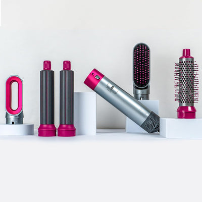 Dryze airstyler 5 in 1, lockenstab, haartrockner, warmluftbürste, föhnbürste, föhn… (Pink/Grey), Pin