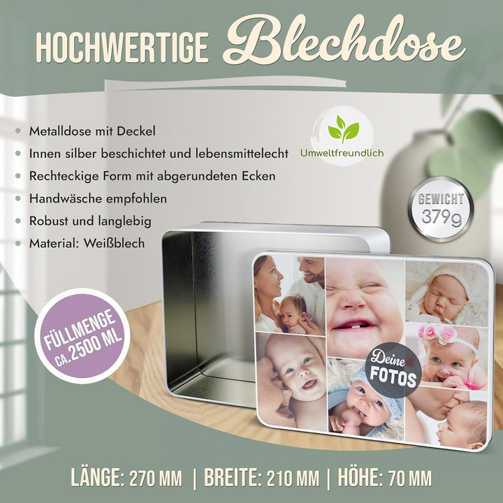 Print Royal PR Geschenkdose zum selbst gestalten mit Collage für 7 Fotos - Blechdose bedrucken, Pers