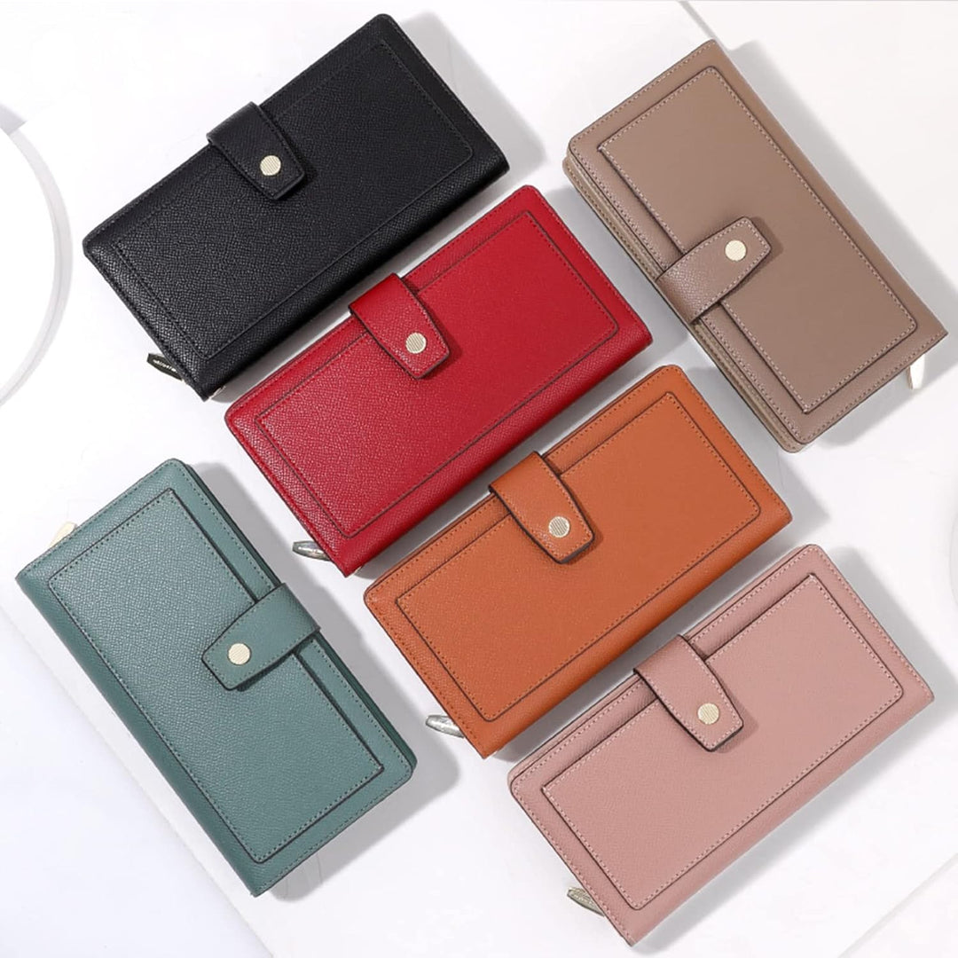 PORRASSO Geldbörse Damen Portemonnaie Leder Geldbeutel Kreditkartenetui Wristlet Bag mit Viele Fäche