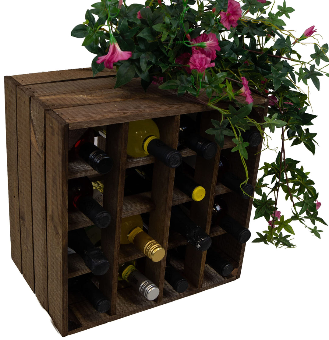 Kistenkolli Altes Land Weinregal 16er weiss/dunkel Masse 40x40x27cm Weinregal (dunkel)