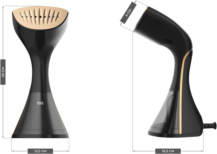 Aura 40 Handdampfbürste Steamer | Dampfglätter Reise & Reisebügeleisen Dampf | 1350–1650 W | 27 g/mi
